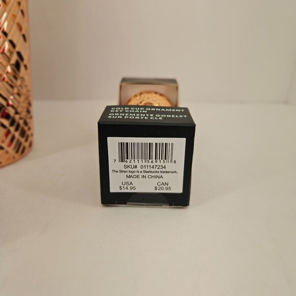 Starbucks 24 Oz Rose Gold Diamond Textured Tumbler & Keychain Cold Cup Ornament - Picture 8 of 10
